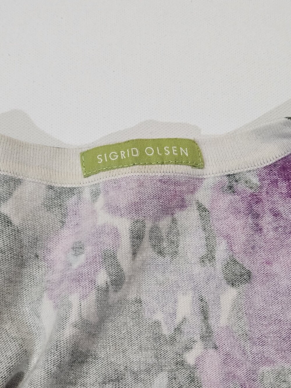 Vintage Sigrid Olsen Cardigan Sweater Womens Medium Purple Green Floral Print - Picture 3 of 5